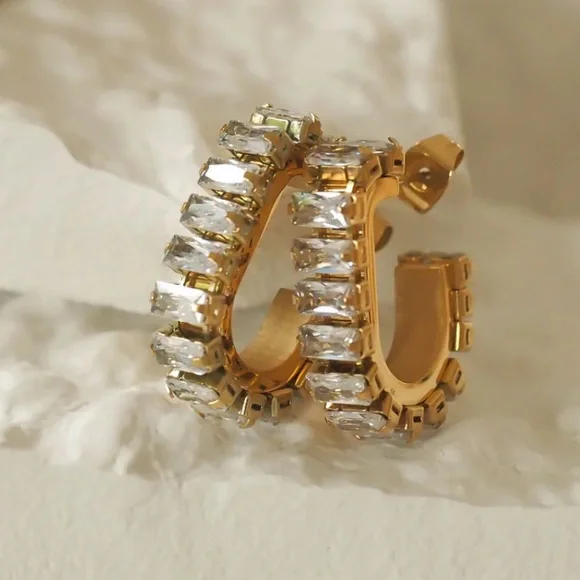 GP CZ hoop earrings - Picture 1 of 6